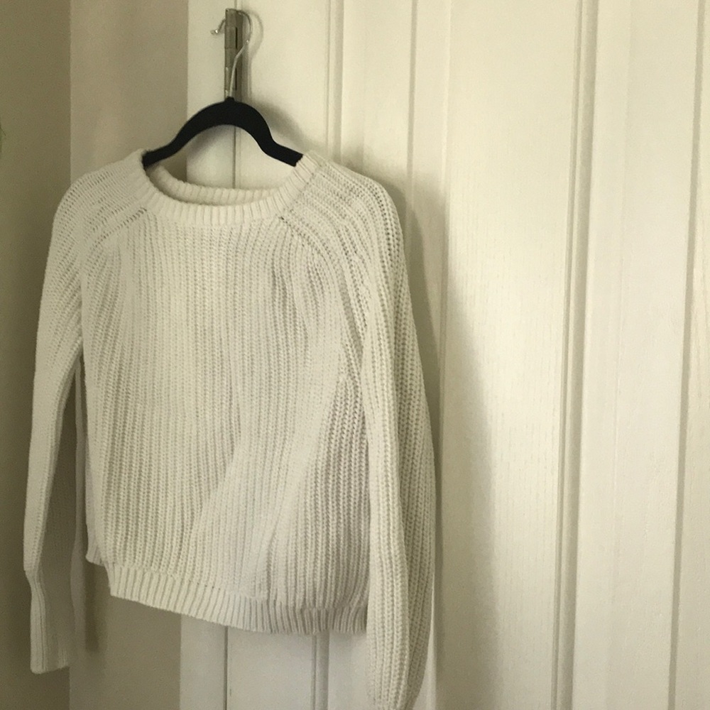 American apparel white crop fisherman sweater S